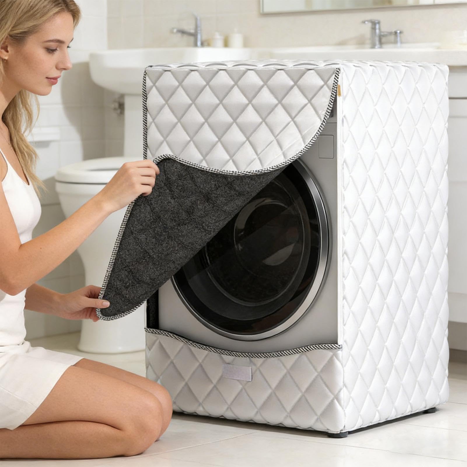 Amazon | 洗濯機・乾燥機カバー、ジッパー付き、防水断熱、トップ